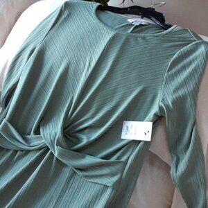 Nine West Olive Long Sleeve Dress